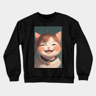 Super cute happy cat Anime style Crewneck Sweatshirt